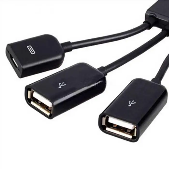 3 в 1 микро usb-хаб папа-мама и двойной USB 2,0 адаптер хоста OTG кабель