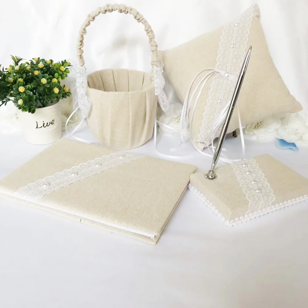 5 шт./компл. обручальное кольцо Подушка Цветочница Корзина Гостевая книга