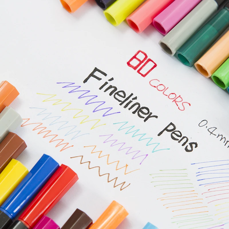 0,4 мм 80 цветов Fineliner ручки ассорти чернил на водной основе искусства волоконная ручка