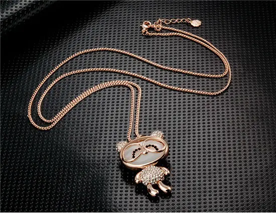 New Cute bear Pendant Crystal &amp Opal Decoration Necklace LHP-4498D | Украшения и аксессуары