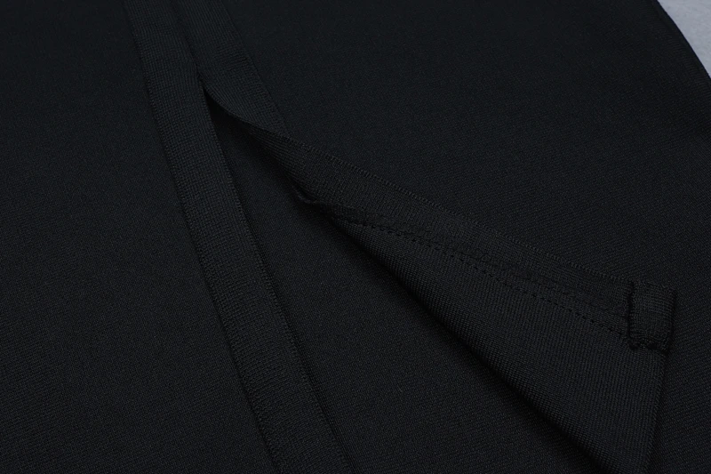 INDRESSME Для женщин сексуальный черный бандаж платье женская футболка с длинными рукавами и блестками со стоячим воротником до колена Длина вечерние платье Леди Мода сетки
