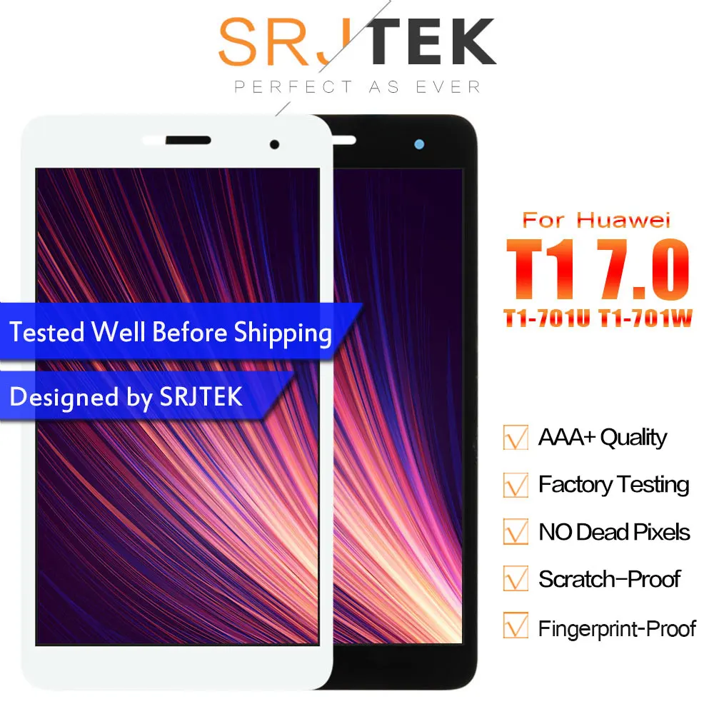 Srjtek черный для Huawei Honor Play MediaPad t1 701 T1 701u ЖК дисплей Дисплей с Сенсорный экран Панель