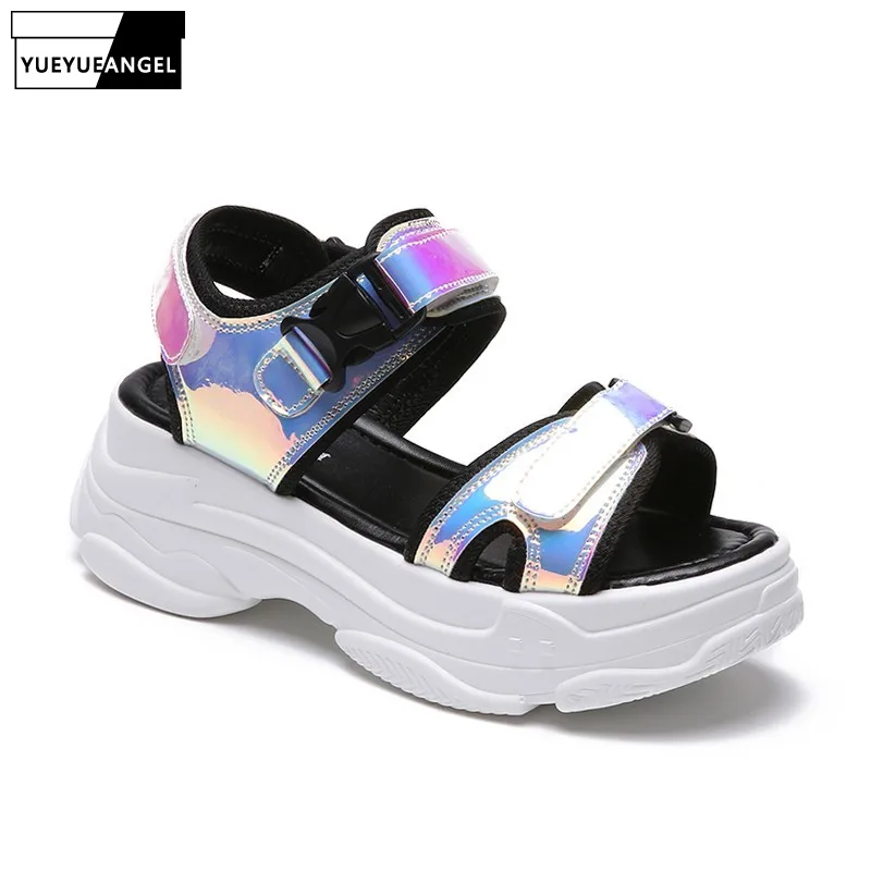 Сандалии женские на танкетке пляжные босоножки гладиаторы с открытым носком