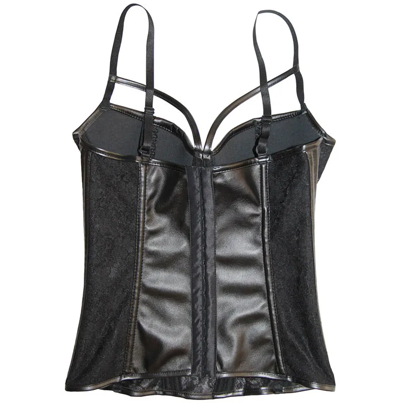 Готический женский прозрачный кружевной виниловый кожаный корсет-бюстье