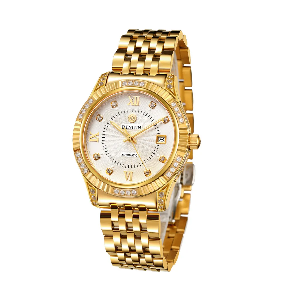 Style C BINLUN мужские 18 К золотые каркасные турбийон часы модные спортивные чехол из нержавеющей стали деловые наручные часы механические часы - Цвет: Style C