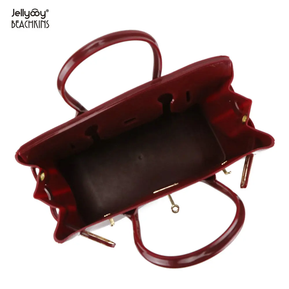 Jellyooy Beachkins Для женщин Глянцевая желе мешок замок откидной крышкой Роскошные