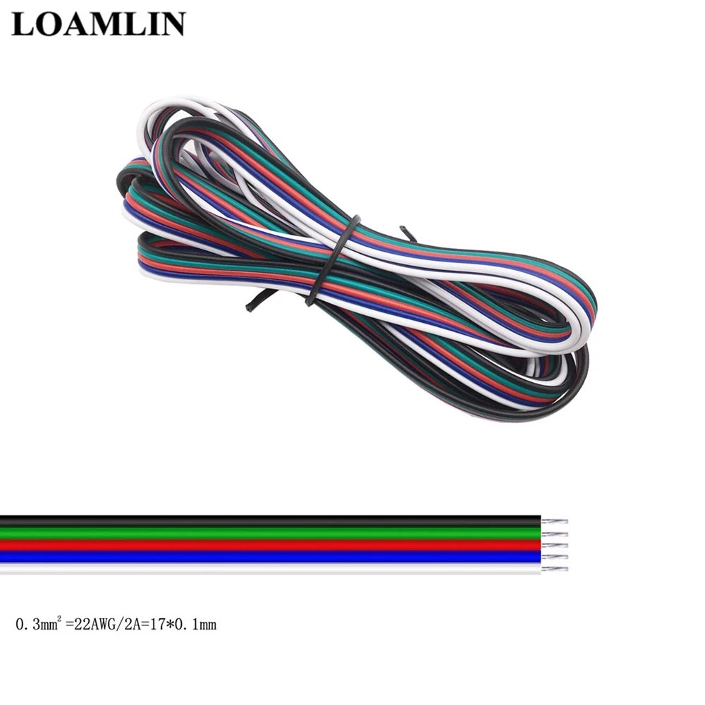 22AWG светодиодный проводной кабель 2Pin/3Pin/4Pin/5Pin для WS2812B WS2811 5050 2835 Светодиодная