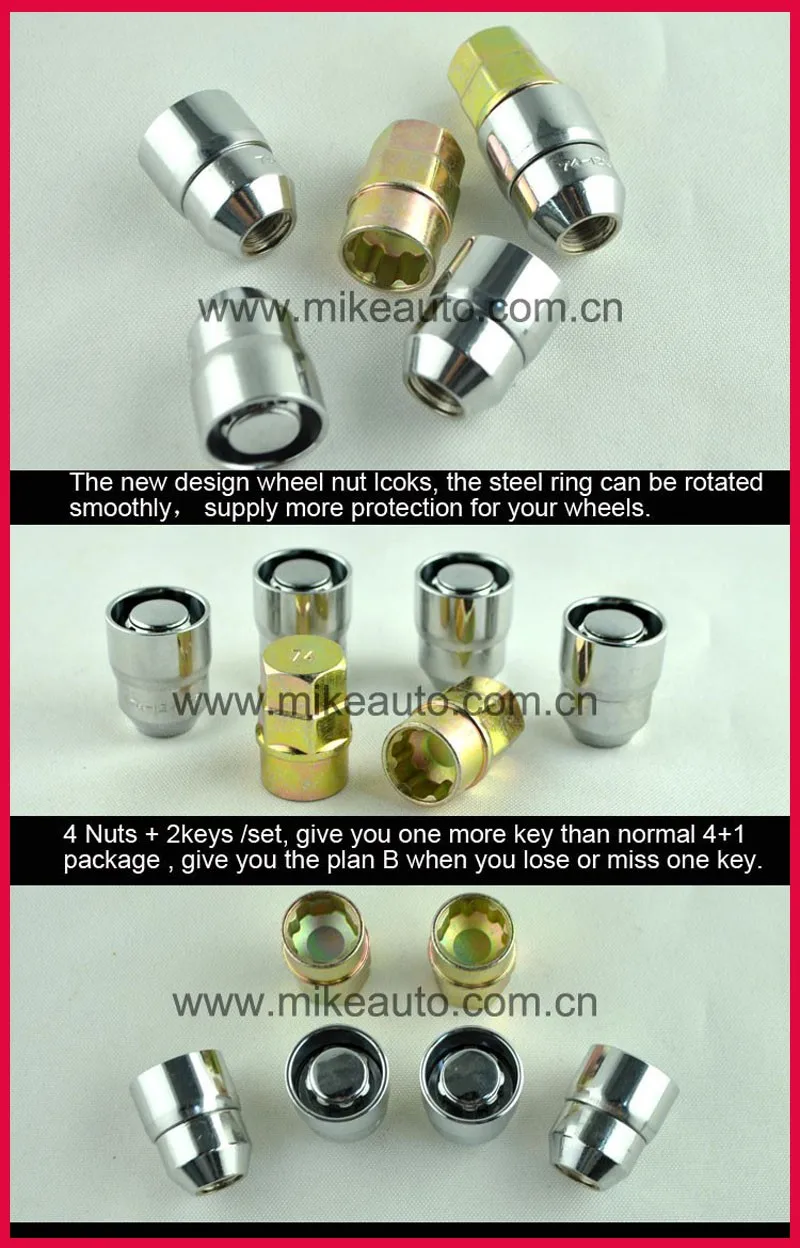 4 гайки + 2 ключа m12x1 5 замкнутые гайки/колёсные замки противоугонная Защитная