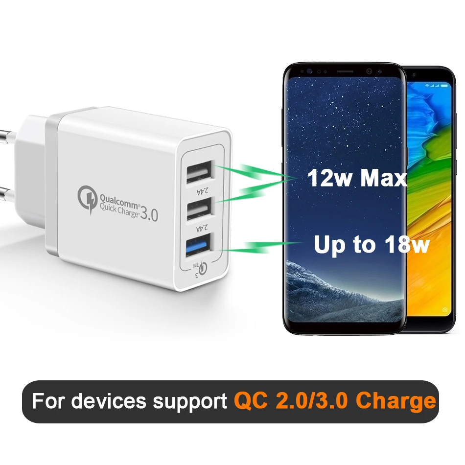 30 Вт Быстрая зарядка QC 3.0 USB быстро Зарядное устройство для Samsung S7 S8 Xiaomi Redmi 4X 5 iPhone 6 7 8 плюс iPad Универсальный USB Адаптеры питания Адаптер зарядного устройства для мобильного телефона