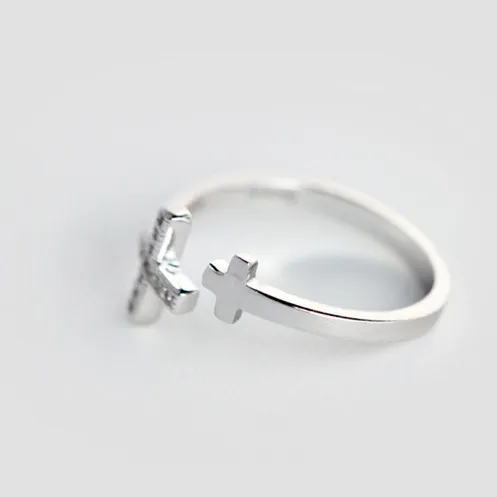 Серебряное кольцо с двойным боковым крестом MIESTILO ювелирное изделие из