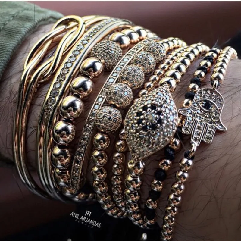 Знаменитый бренд мужской телефон микро ПАВЕ Черный CZ Хамса ручной соединитель