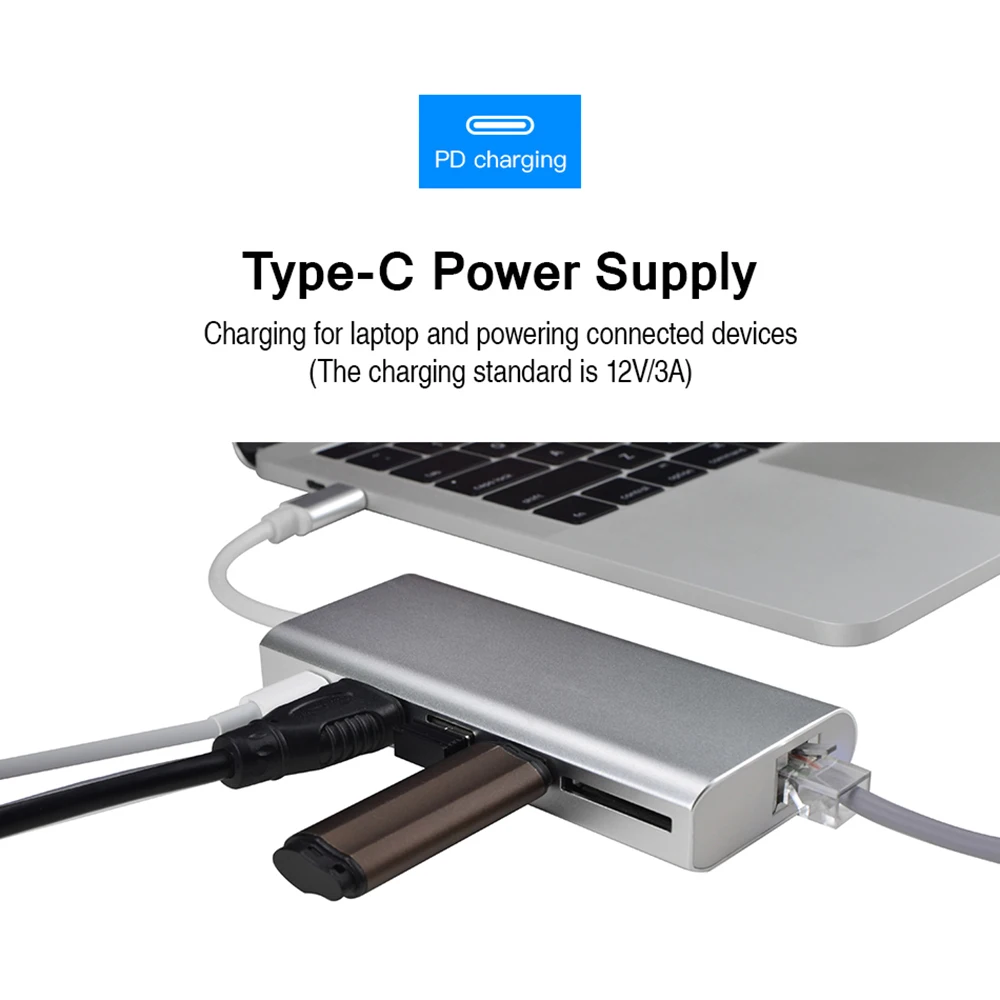 USB 3 0 концентратор HD. MI RJ45 PD SD/TF Card Reader адаптер для MacBook samsung S9/S8 huawei P20 Pro C | Компьютеры