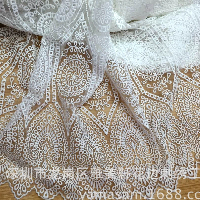 5 ярдов/партия Новый Белый Цвет африканская вышивка гипюр кружевная ткань 2015