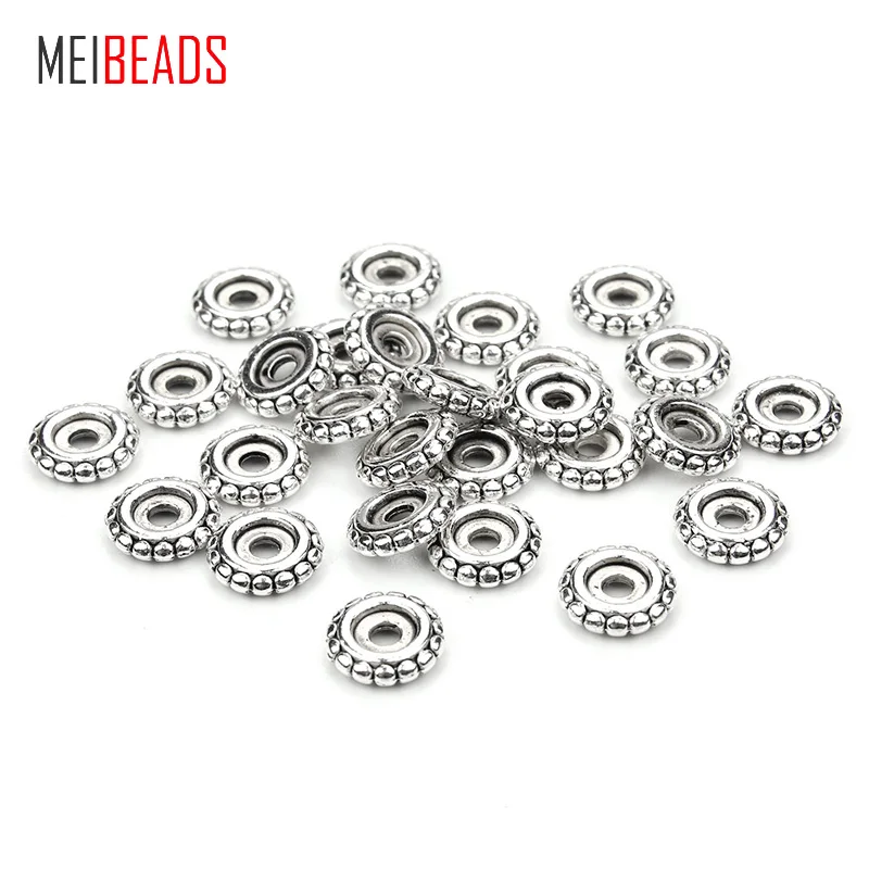 MEIBEADS 100 шт./лот 8 мм в канавке серебристые разделительные бусины для колес DIY