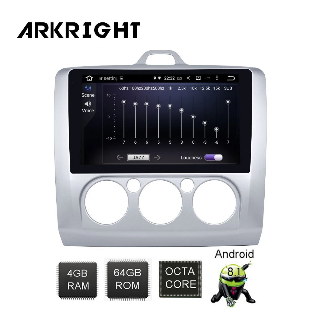 Автомобильный мультимедийный проигрыватель для Ford Focus 8 1-2005 2 din Android 2012 4 + 64 ГБ |