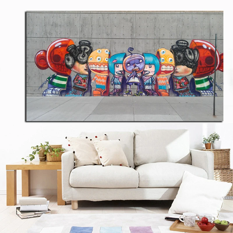 Абстрактная мультяшная фигурка граффити уличная Поп Арт холст картины плакаты и