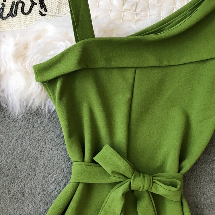 ALPHALMODA Женские однотонные Комбинезоны на одно плечо с высокой талией и поясом, женские летние модные повседневные Комбинезоны ярких цветов без рукавов