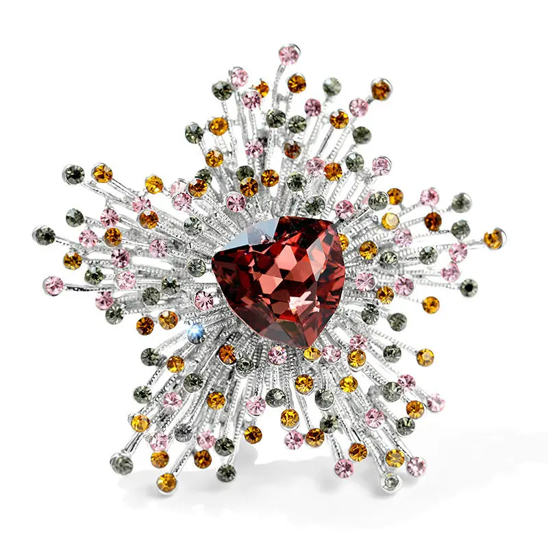Ajojewel Роскошные SWA Элемент австрийская брошь с кристаллами роскошные дизайнерские женские броши и булавки Свадебные/Рождественские ювелирные изделия Хорошие подарки - Окраска металла: Red Color