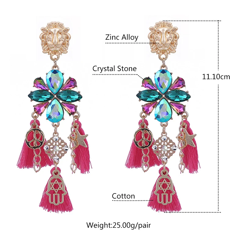 Sehuoran Мода Boho уровень кисточкой Серьги цинковый сплав Висячие серьги Bohemia Для