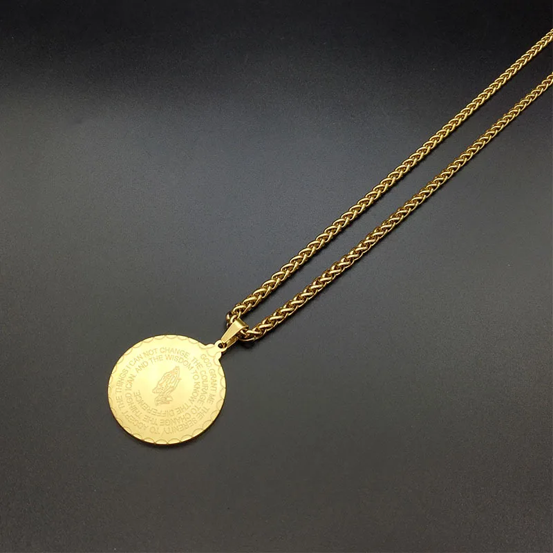 Религиозные молитвенные руки подвеска золотая медаль из нержавеющей стали