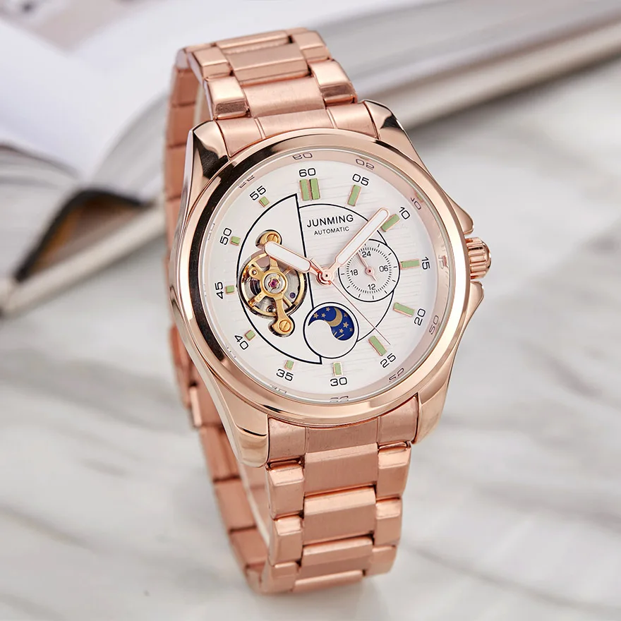 Mechanical Watch 6 Автоматические механические часы мужские роскошные часы со скелетом, фазой Луны, из нержавеющей стали, самоветер, светящиеся наручные часы, мужские часы - Цвет: Mechanical Watch 6