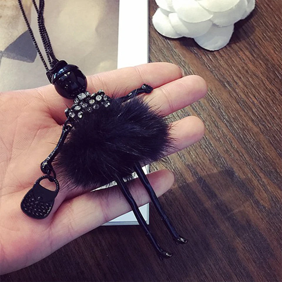 Fashion Modern Design Doll Necklace Long Sweater Chain Pendant Necklaces Collares Girl Women Charms Choker Jewelry Accessories