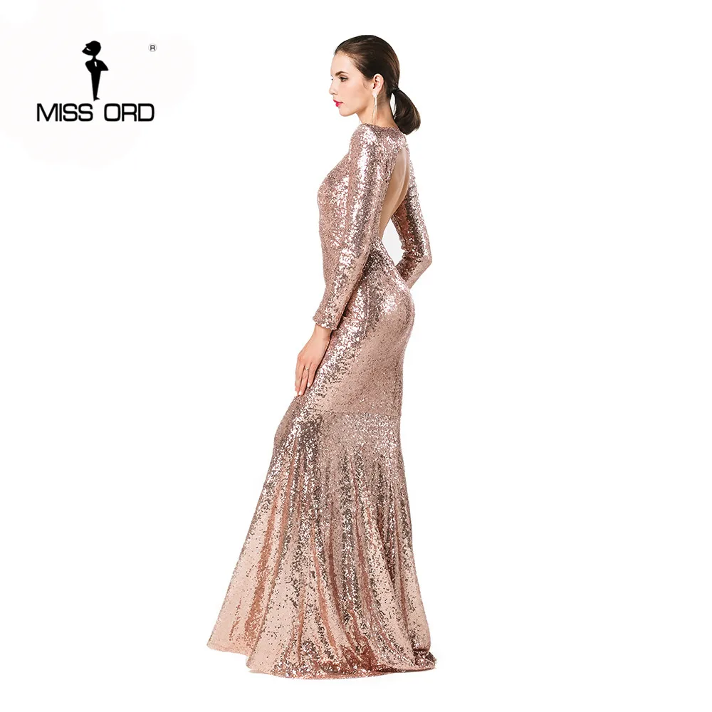 Платье MISSORD 2020 сексуальное с длинным рукавом и блестками | Женская одежда