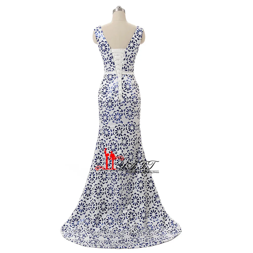 2017 г. винтажные элегантные атласные вечернее платье русалки блесток бязь длинное