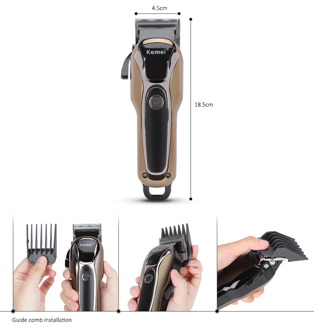 Kemei волос clipper110v-240v аккумуляторная электрическая машинка для стрижки с