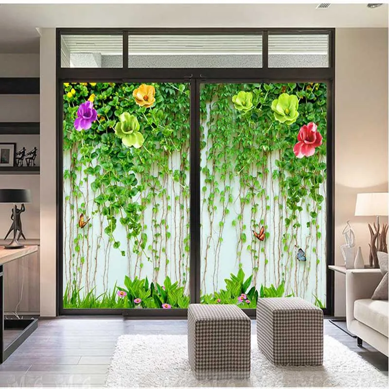 

Custom flower vine sliding door stickers Wardrobe stickers Mirror stickers Window film Elevator door stickers Glass film