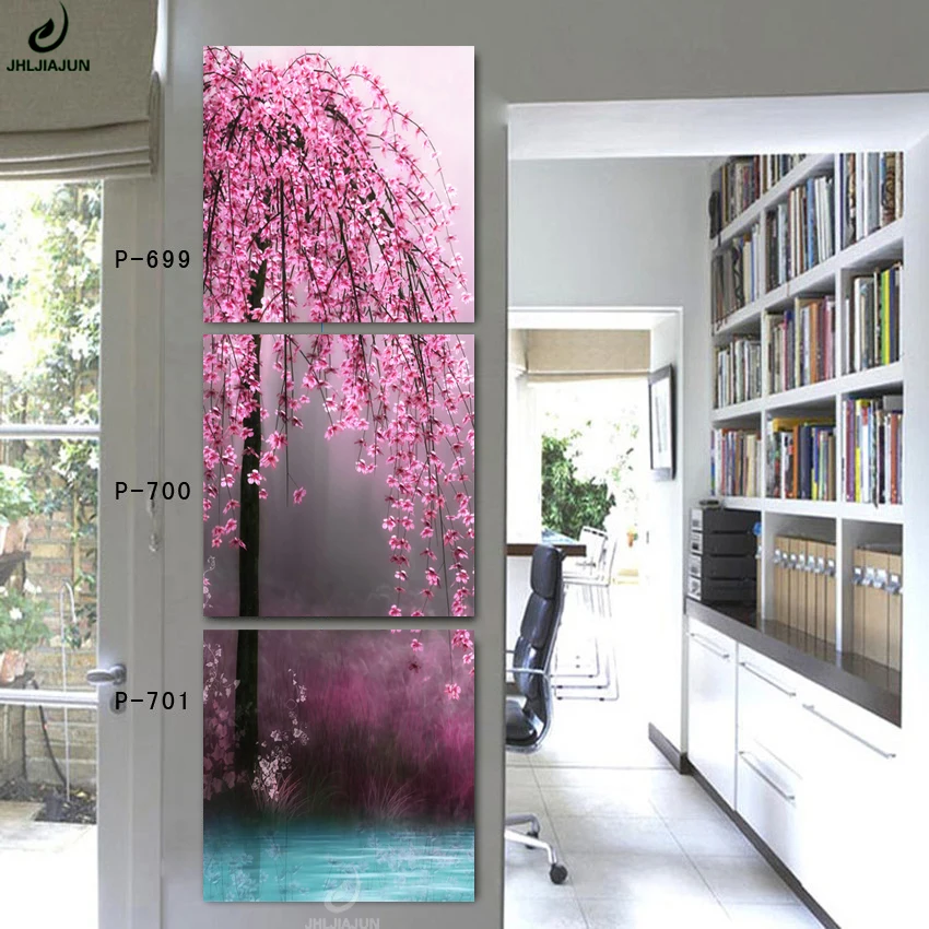 Куадрос Decoracion Триптих Вертикальная Сакура Печать на холсте модульные картины Плакат цветы настенные панели для гостиной