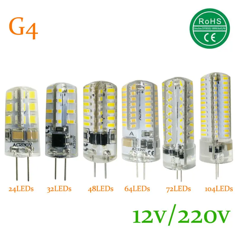 Светодиодный G4 лампа 3014SMD 2835 SMD AC DC 12V 220V 3W 5W 6W светодиодный светильник ing лампы