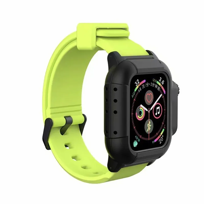 05 Black GreenStrap Водонепроницаемый чехол для Apple Watch band 4 iwatch band 42 мм силиконовый ремешок 44 мм 40 мм pulseira браслет умные часы аксессуары петля - Цвет ремешка: 05 Black GreenStrap