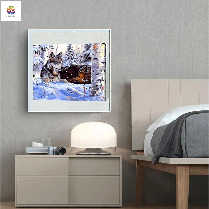 Набор для рисования по номерам на холсте волка снега без рамки | Дом и сад