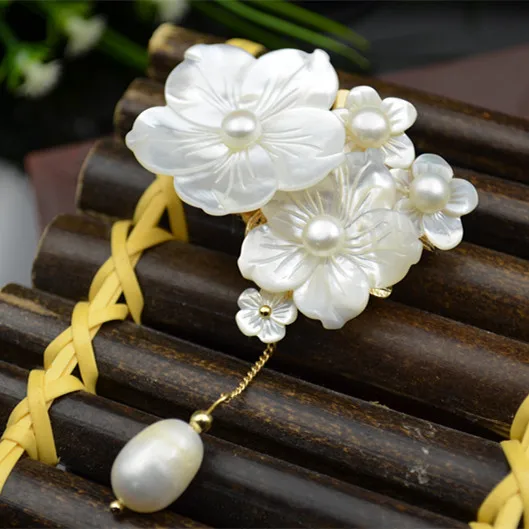 Естественные ракушки гравировка жемчуг Высокое качество цветы брошь с