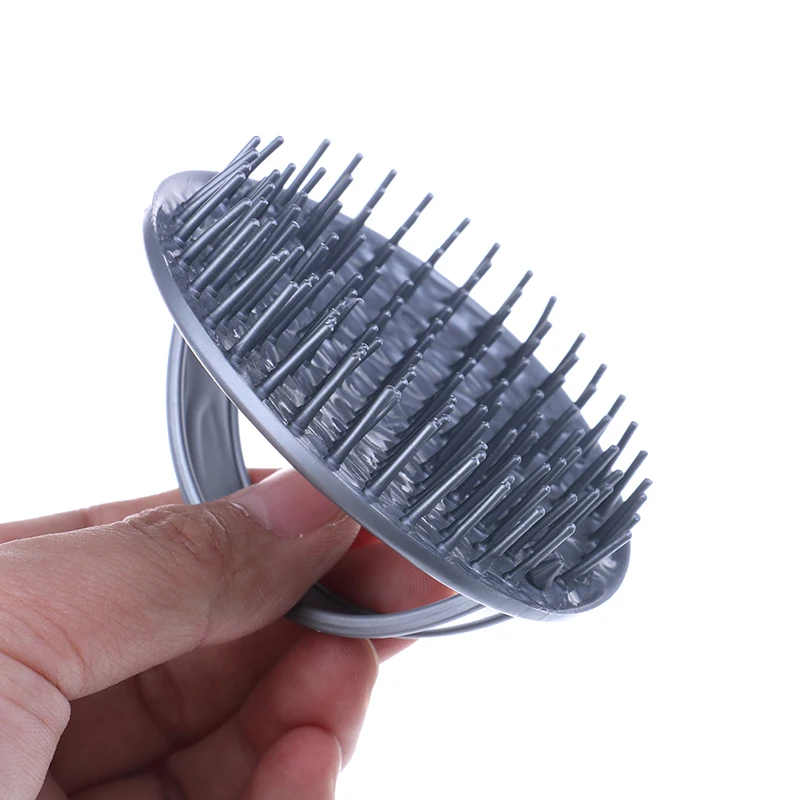 

1pc Grey Shampoo Brush Comb Silicone Massage Scalp Anti-skid Hairbrush Massage Comb Bath and Scalp Massager