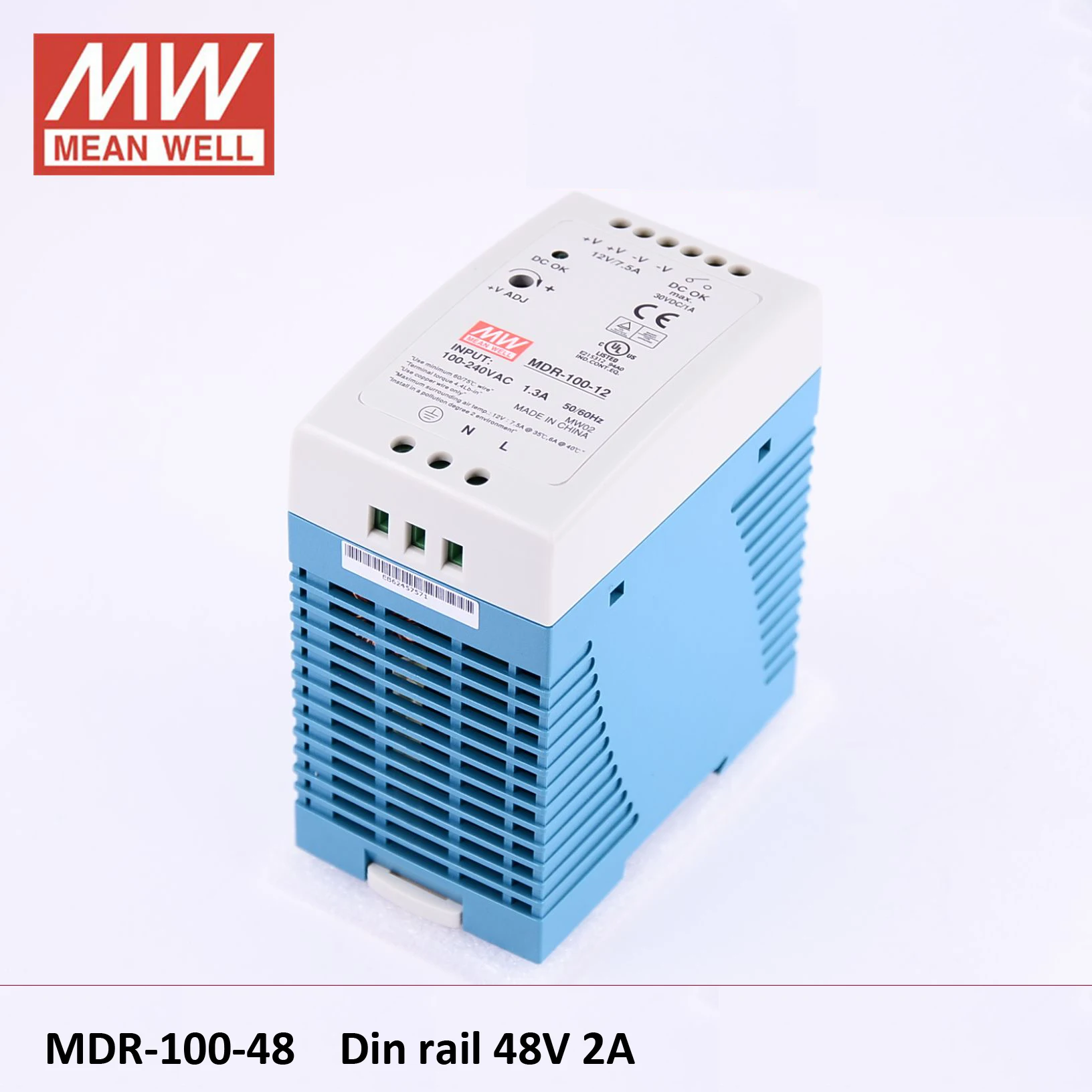 Meanwell MDR 100W 12 В 7.5A 24 4A 48 2A промышленный din рейку светодиодный блок питания 100 Вт
