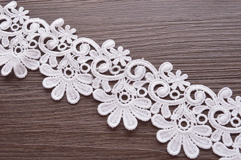 

6.5cm 2.55" wide 5 yard ivory milk silk embroidered tapes lace trim ribbon clothes dress fabric 1120463QL4K27
