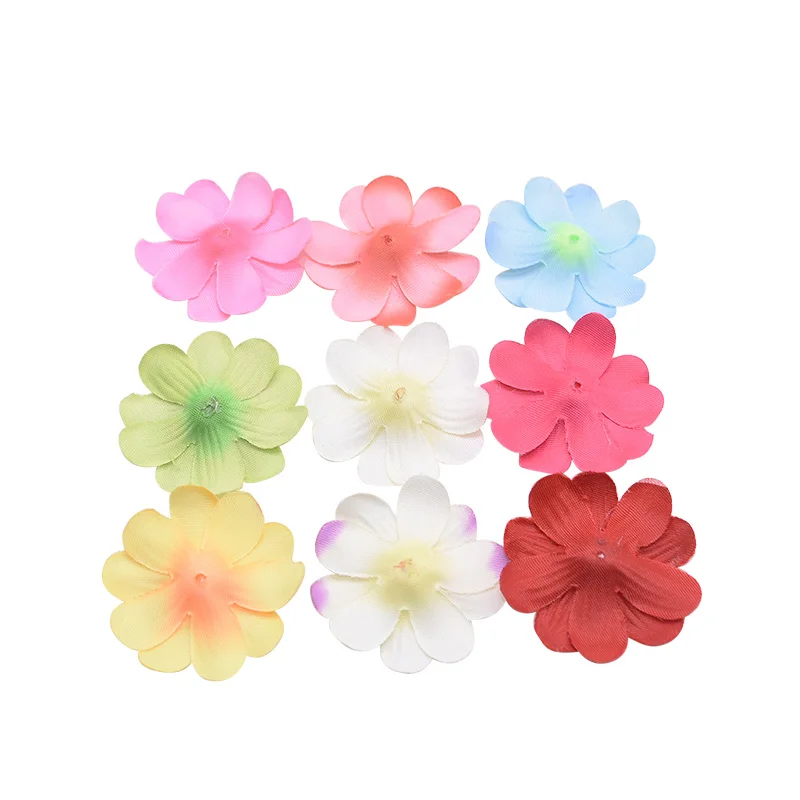 20pcs 4.5cm Silk Petals Artificial Cherry Flower Heads for Wedding Home Decoration Festival Party Fake Pearl Beaded Rose Flowers