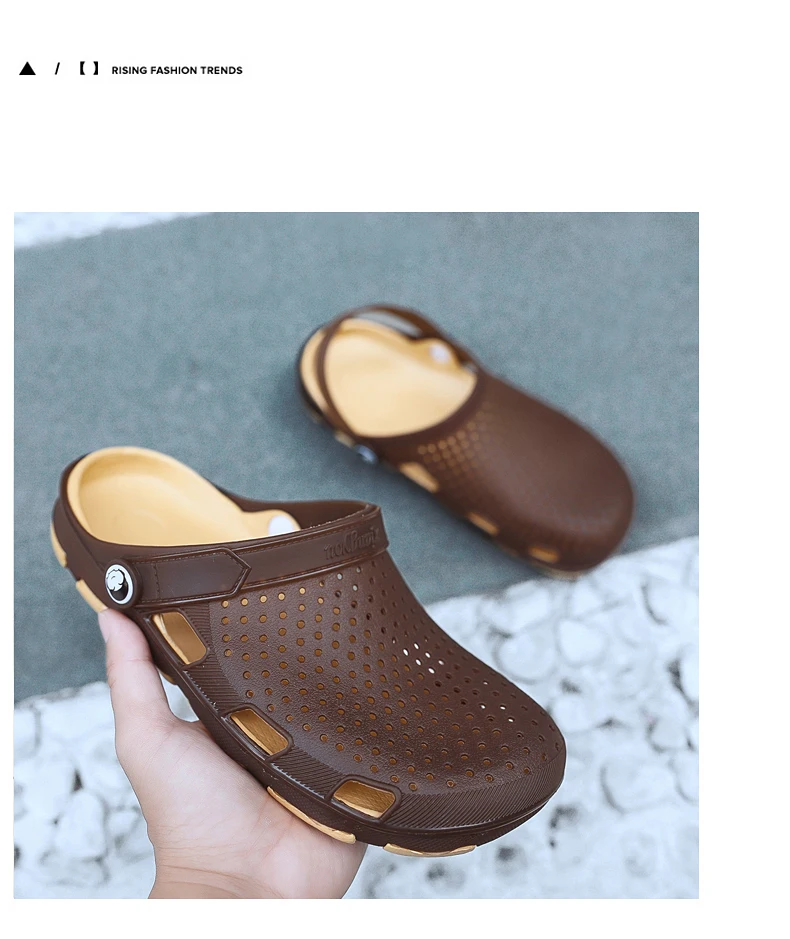 Crocse Comfortable Men Pool Sandals Summer Outdoor Beach Shoes men Slip On Garden Clogs Casual Water Shower Slippers Indoor