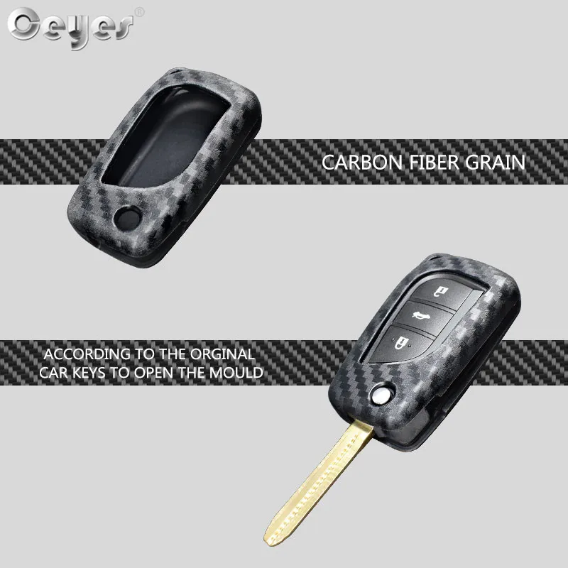 Чехол-накладка на ключ Ceyes для Toyota Rav4 2018 Prius Camry Corolla Avensis аксессуары из углеродного
