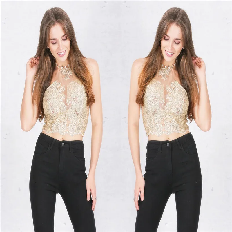 Уличная одежда Элегантный серебряный Кружевной укороченный топ Летний Пляжный