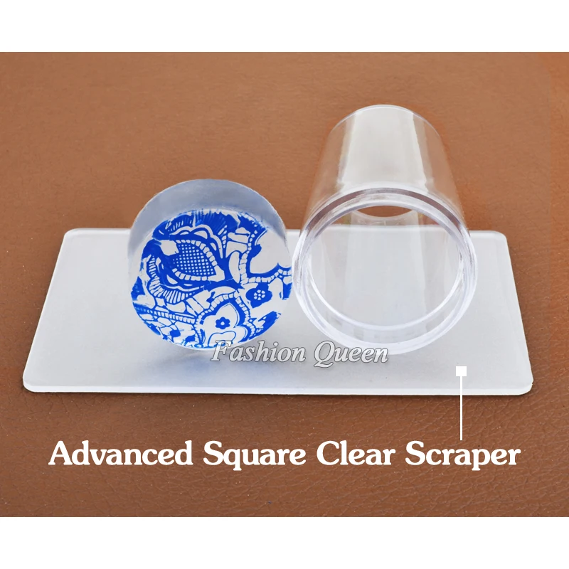 2016 Unique New Design Pure Clear Jelly Silicone Nail Art Stamper Scraper with Cap Transparent 2.8cm Stamp Stamping Tools | Красота и