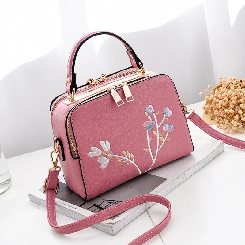 Кожаные сумки через плечо для женщин 2019 модная маленькая однотонная сумка на