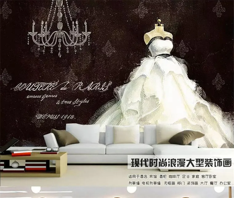 Европейский стиль ретро ручная роспись свадебное платье большая настенная на