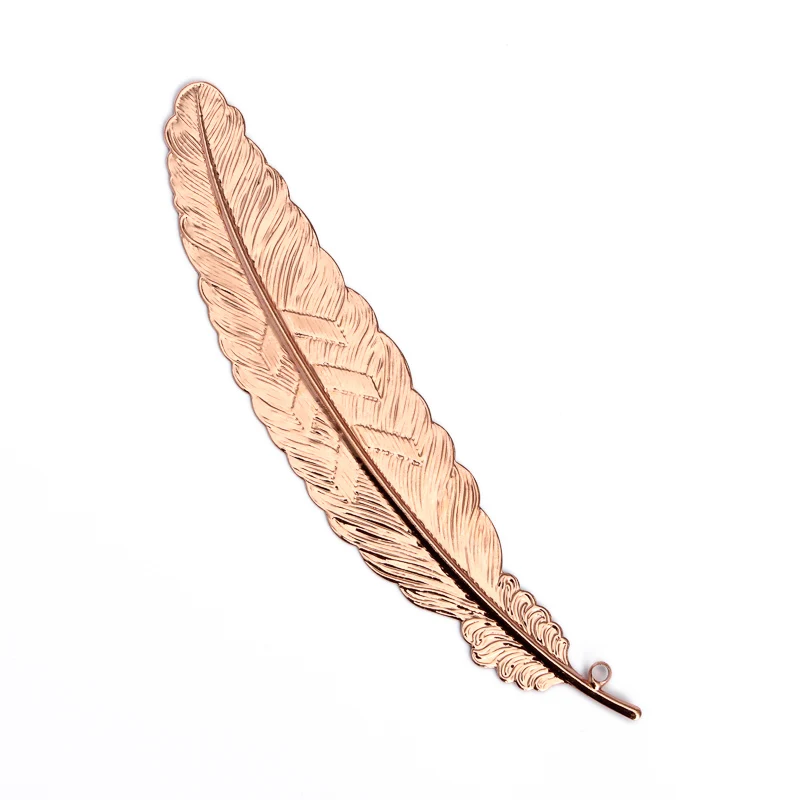rose gold Новинка 24x110/12x43 мм перо кулон 5 шт./лот 6 цветов закладки-камеи перо кабошон Настройки Подвески для изготовления украшений - Цвет: rose gold