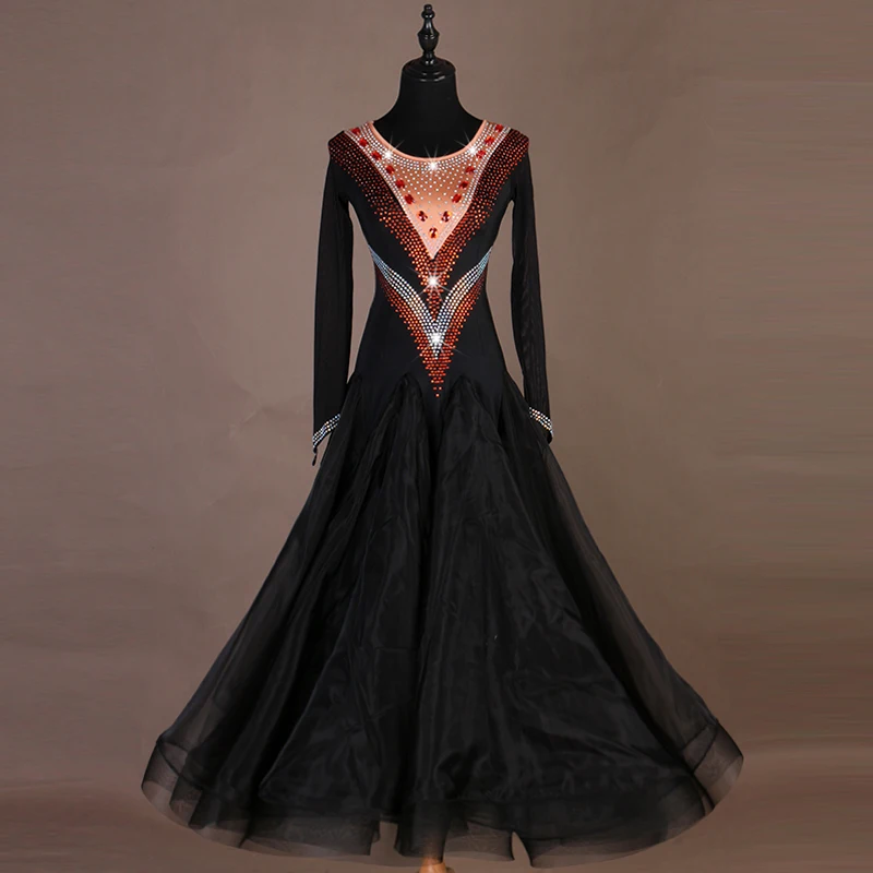

ballroom dance competition dresses women dancing dress standard ballroom dress waltz dance costumes luminous dress sequins black