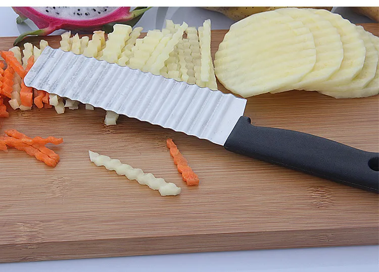 Нож для картофеля фри 1 шт. из нержавеющей стали с зубчатым лезвием легкой нарезки