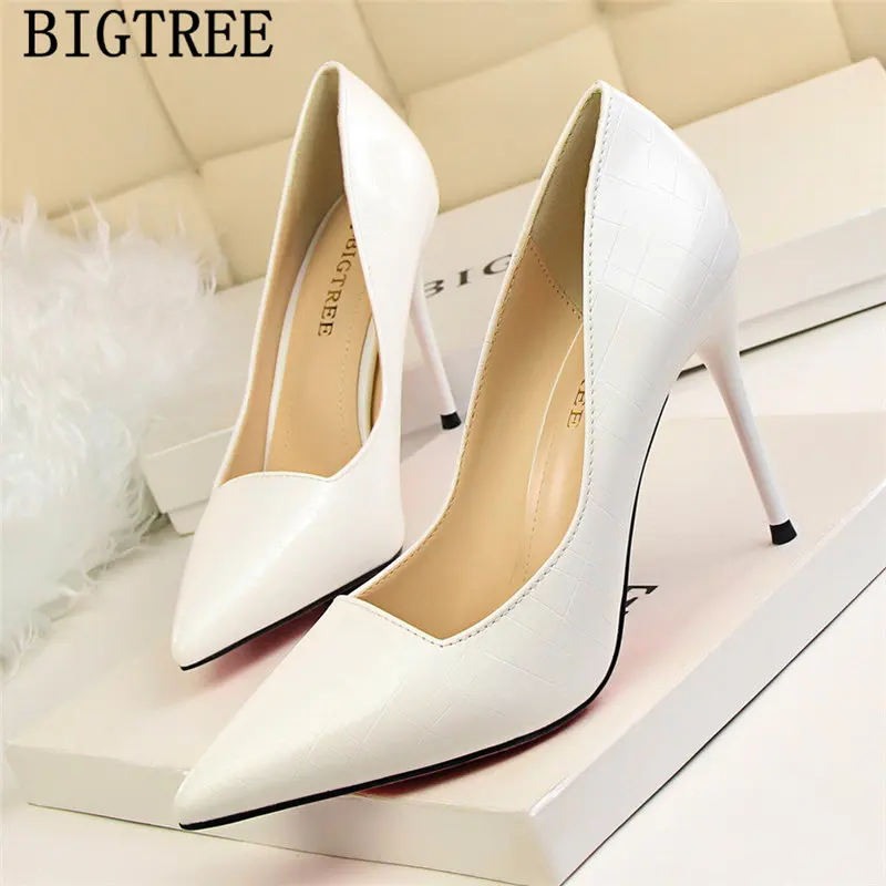 New Arrival 2021 Gold Shoes Patent Leather Silver Heels Bigtree Stiletto Office Women Fetish High Ayakkabi | Обувь