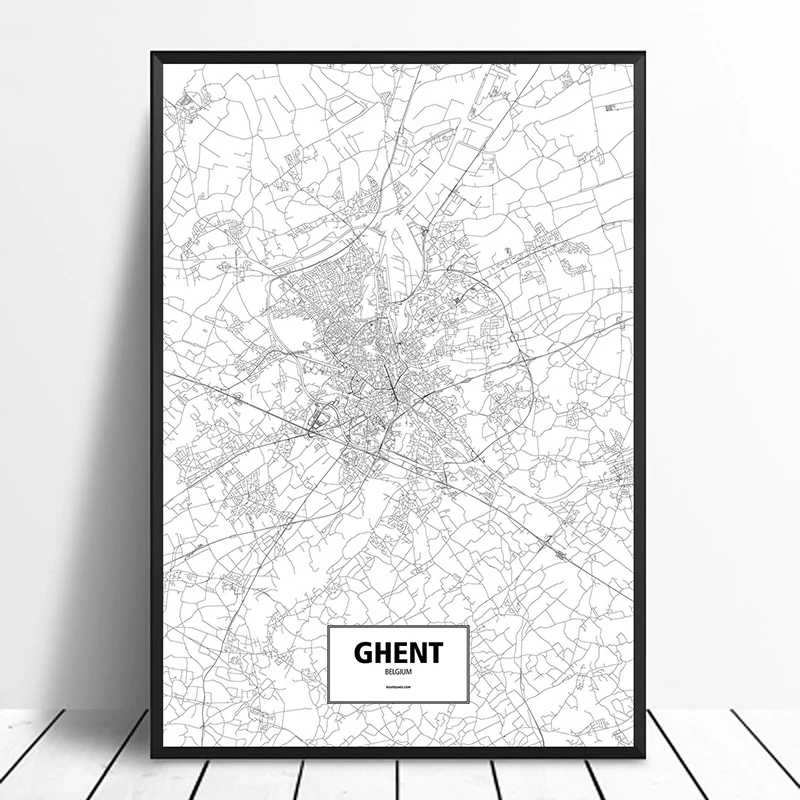 Ghent Бельгия черно-белый обычный фотографический постер печать на холсте